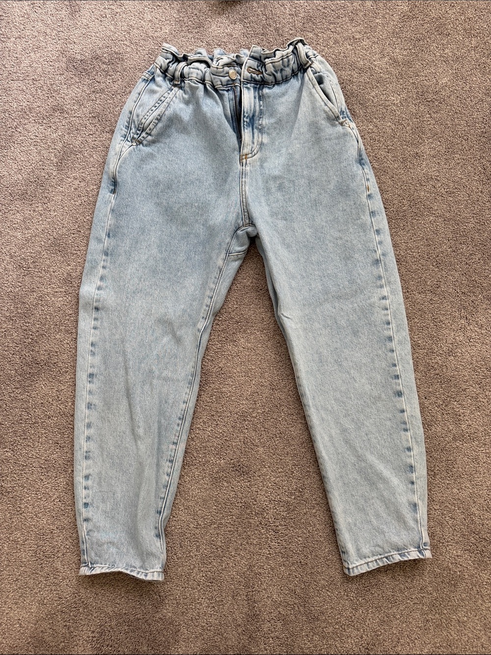 Light Wash Paperbag Waist Jeans